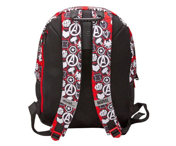 Must: Bosszúállók fekete-piros iskolatáska, hátizsák 32x18x43cm