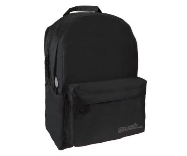 Must: Fekete Monochrome RipStop iskolatáska, hátizsák 32x17x42cm