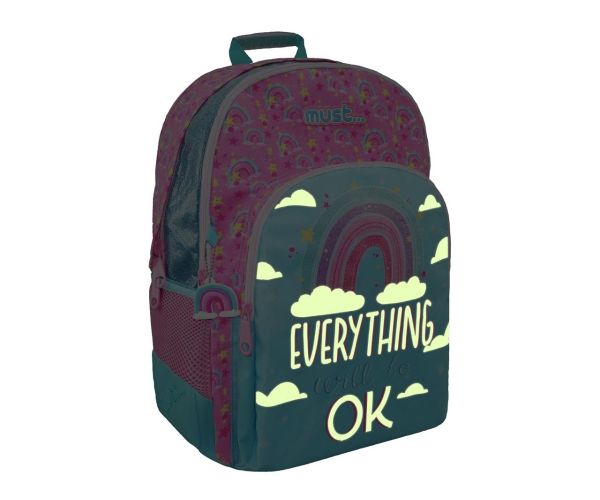 Must: Everything OK fényvisszaverő felhő mintás iskolatáska hátizsák