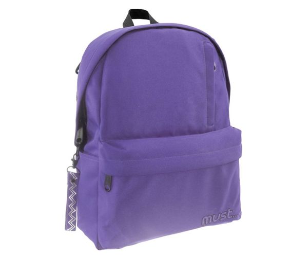 Must: Lekerekített lila négyrekeszes iskolatáska, hátizsák 32x17x42cm
