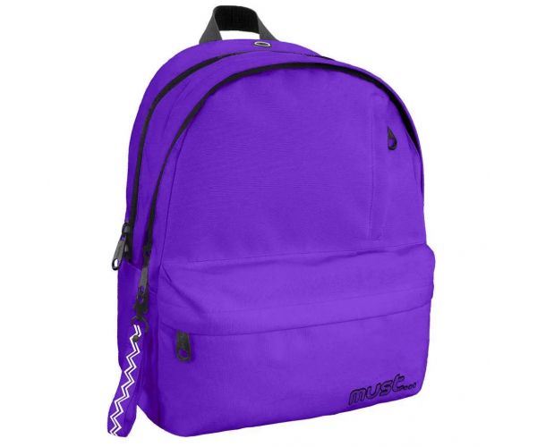 Must: Négyrekeszes lekerekített lila iskolatáska, hátizsák 32x19x42cm