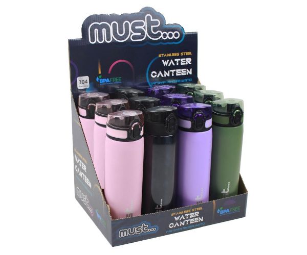 Must: Rozsdamentes acél kulacs többféle változatban 600ml 1db