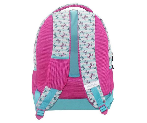 Must: Girl három rekeszes lekerekített iskolatáska, hátizsák 32x18x43cm
