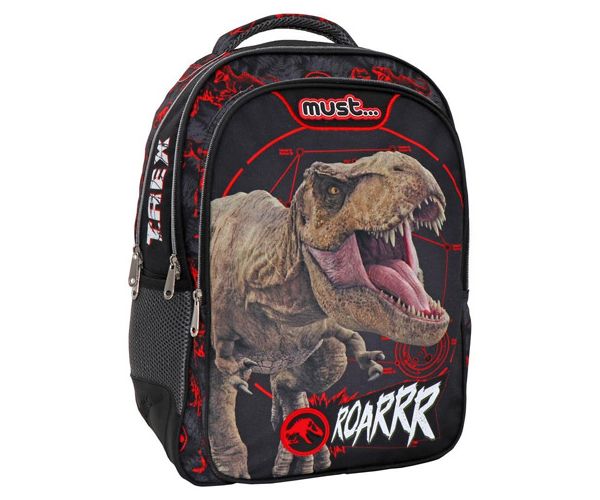 Must: Jurassic World T-rex lekerekített ergonomikus iskolatáska 33x18x43cm