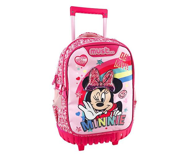 Must... Minnie egér három rekeszes, gurulós iskolatáska, hátizsák