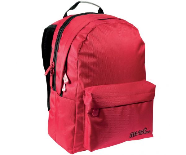 Must: Piros Monochrome RipStop iskolatáska, hátizsák 32x17x42cm