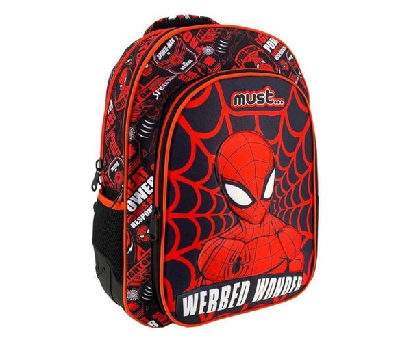 Must: Pókember sötétkék-piros iskolatáska, hátizsák 32x18x43cm