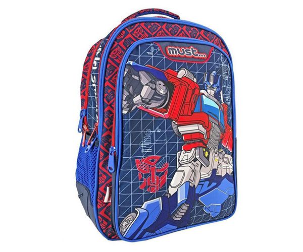 Must... Transformers három rekeszes lekerekített iskolatáska, hátizsák 32x18x43cm