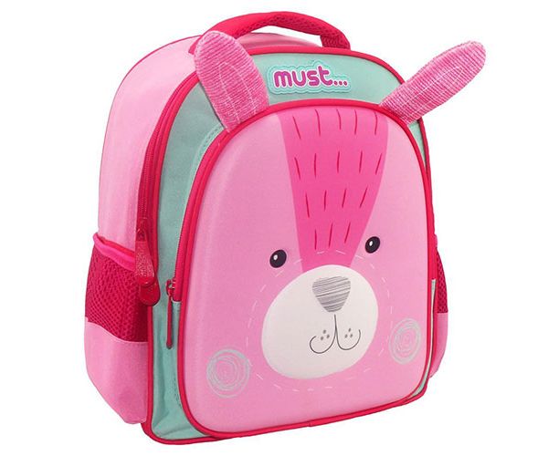 Must: Nyuszis 3D mintás kétrekeszes ovis hátizsák 27x10x31cm