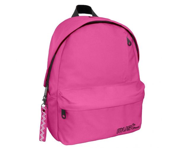 Must: Lekerekített pink négyrekeszes iskolatáska, hátizsák 32x17x42cm