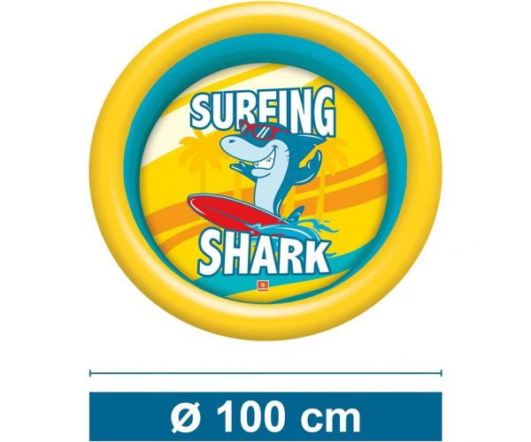 Cápa mintás felfújható 2 gyűrűs medence 100cm - Mondo Toys