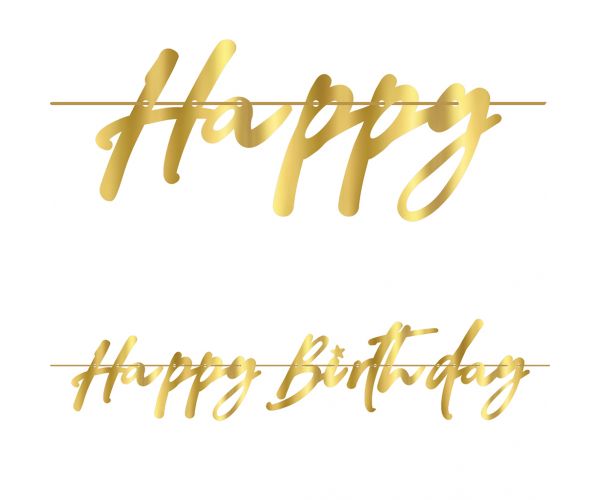 Happy Birthday fűzér – arany színben