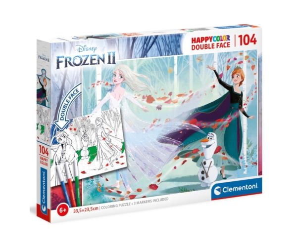 Jégvarázs II. Double 2 az 1-ben 104db-os színezhető kétoldalas puzzle - Clementoni