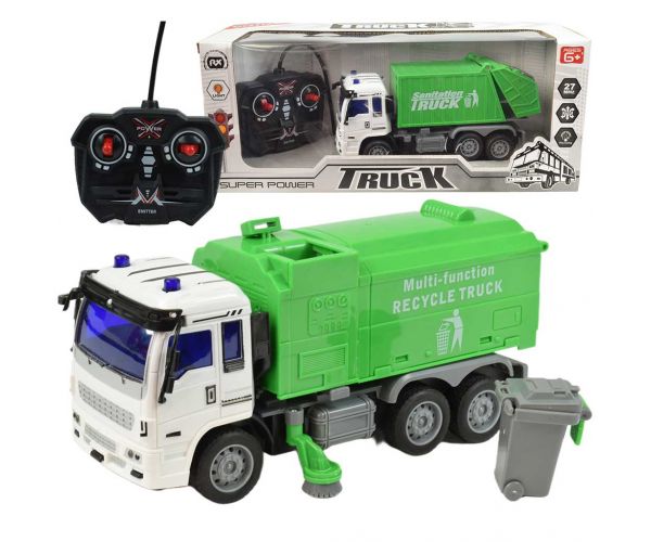 RC Távirányítós hulladékszállító teherautó fény effektekkel 27MHz 20cm többféle változatban 1db