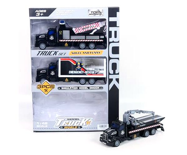 Hátrahúzós mentő kamion szett 3db-os 1:48
