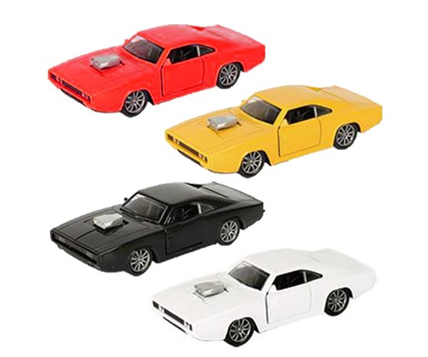 Hátrahúzós Dodge Charger 500 kisautó fénnyel és hanggal 1/32 többféle változatban