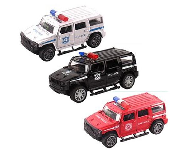Hátrahúzós Rescue Hummer kisautó fénnyel és hanggal 1/32 többféle változatban