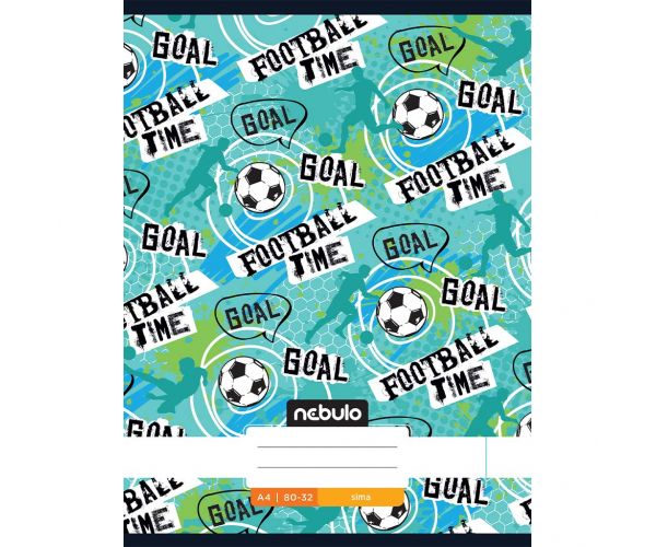 Nebulo: Tűzött sima Football time feliratos füzet 80-32 A/4