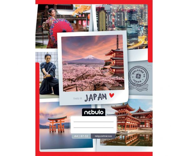 Nebulo: Tűzött kockás Japán mintás füzet 87-32 A/4