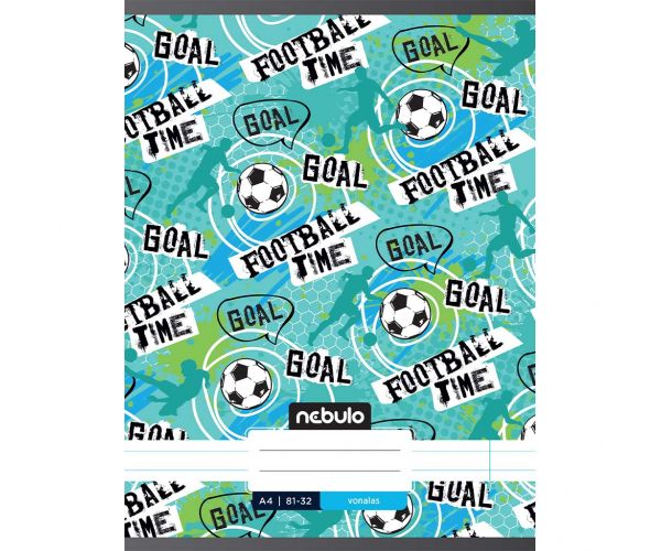 Nebulo: Tűzött vonalas football time feliratos füzet 81-32 A/4