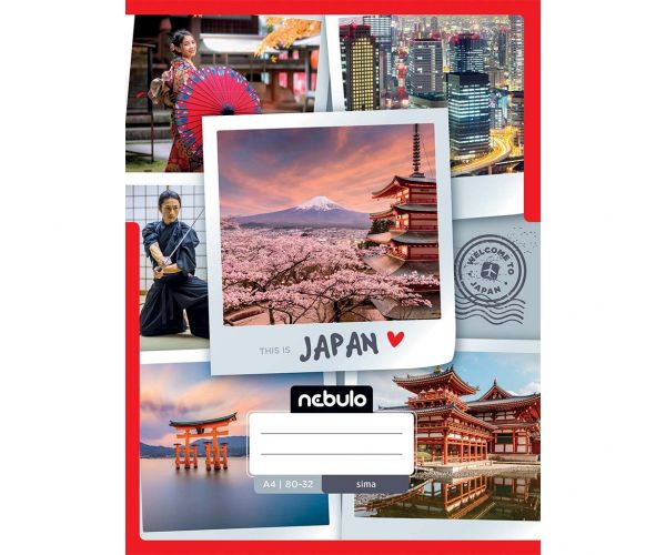 Nebulo: Tűzött sima Japán mintás füzet 80-32 A/4