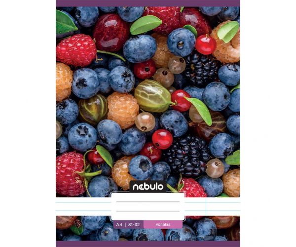 Nebulo: Tűzött vonalas gyümölcsös mintás füzet 81-32 A/4