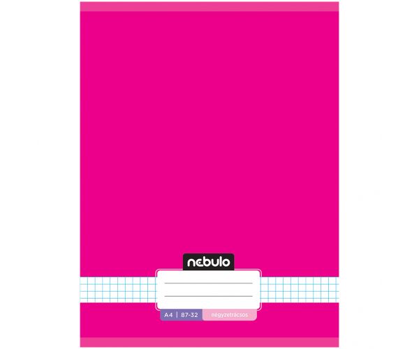 Nebulo: Tűzött kockás neon rózsaszínű füzet 87-32 A/4