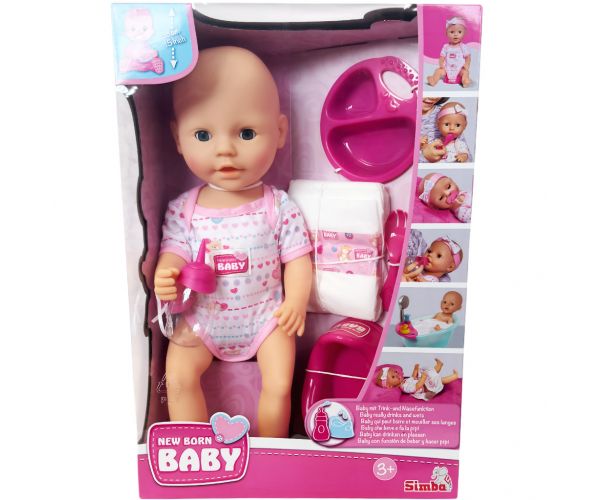 New Born Baby Pisilős baba kiegészítőkkel 38cm - Simba Toys