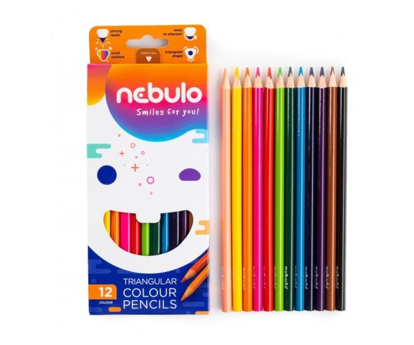 Nebulo: Háromszög alakú 12db-os színes ceruza szett