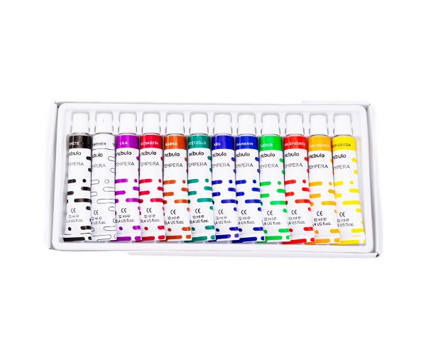 Nebulo: Színes tempera készlet 12ml 12db