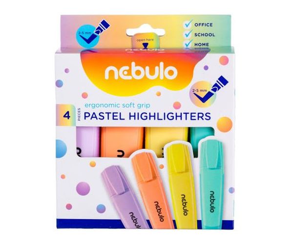 Nebulo: Neon szövegkiemelő 2-5mm-es 4db-os szett
