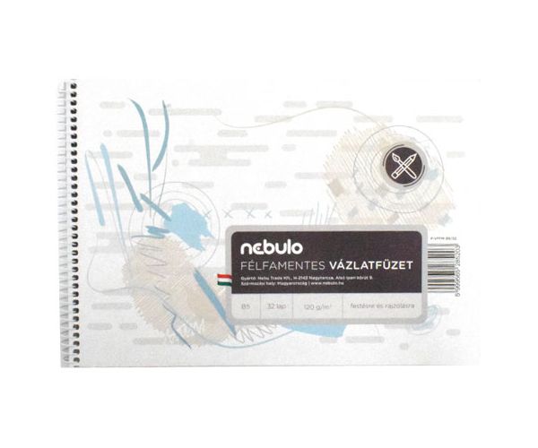 Nebulo: Spirálos félfamentes vázlatfüzet B5 32 lapos