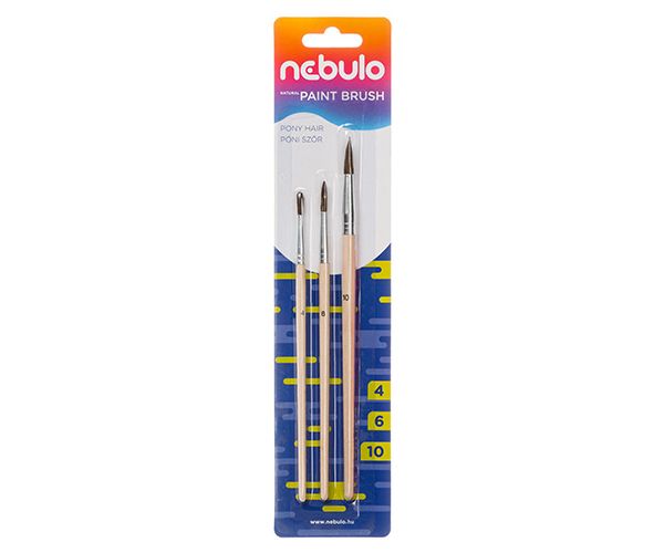 Nebulo: Ecset natúr fanyelű 3db-os szett (4-6-10)