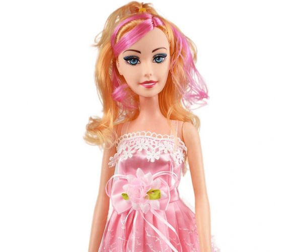Nicky: Óriás szőke hajú divatbaba pink ruhában hangeffektekkel 56cm