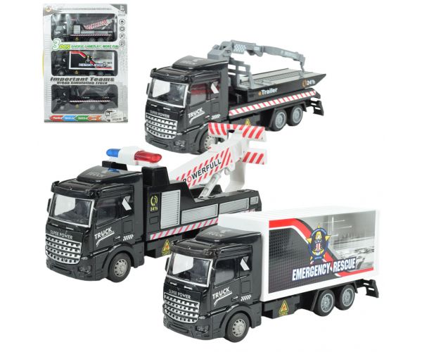 Emergency Rescue: Lendkerekes katasztrófavédelmi teherautó 3db-os szett