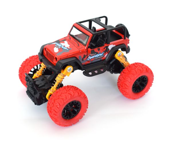 Off-Road hátrahúzós piros Jeep terepjáró 1/32