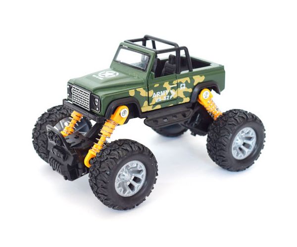 Off-Road hátrahúzós zöld terepjáró 1/32