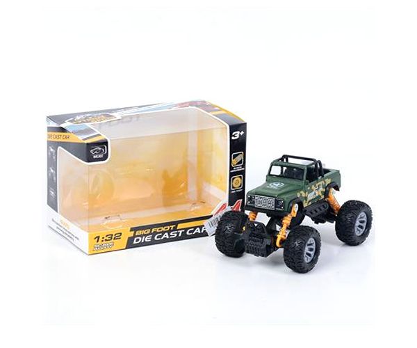 Off-Road hátrahúzós zöld terepjáró 1/32