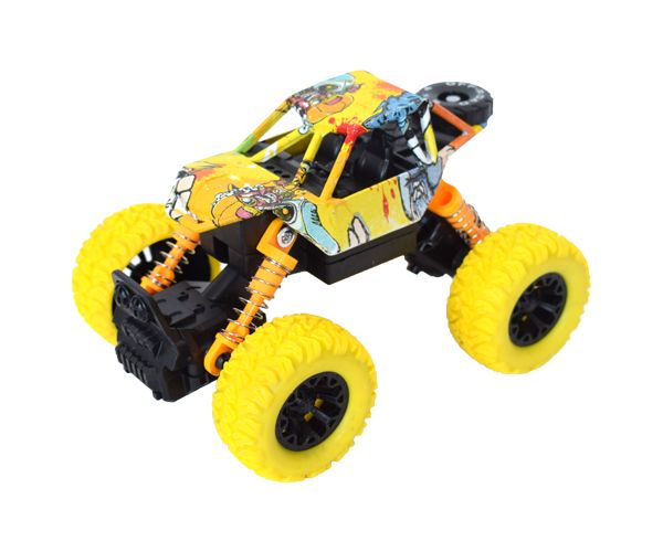 Off-Road hátrahúzós sárga rally autó 1/32