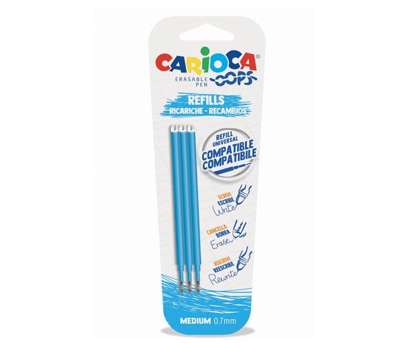 Oops kék kitörölhető tollbetét 0,7mm 3db-os szett - Carioca