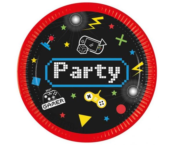 Gamer party mintás papírtányér 8db-os szett 23cm