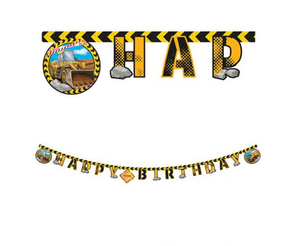 Munkagép mintás party banner 200cm