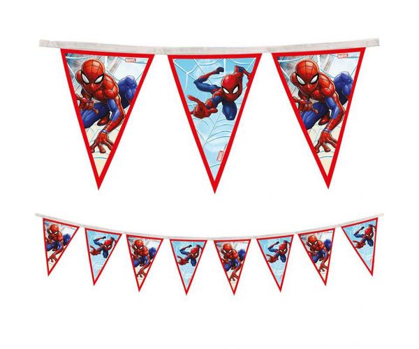 Pókember mintás újrahasznosítható party zászlófüzér 230cm