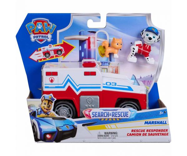 Mancs Őrjárat: Search & Rescue Hátrahúzható Marshall járgánya figurával - Spin Master