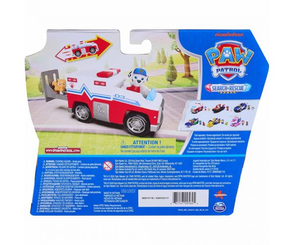 Mancs Őrjárat: Search & Rescue Hátrahúzható Marshall járgánya figurával - Spin Master