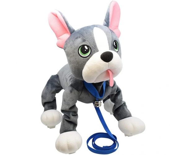 Peppy Pets: Francia bulldog plüss kutya pórázzal 28cm