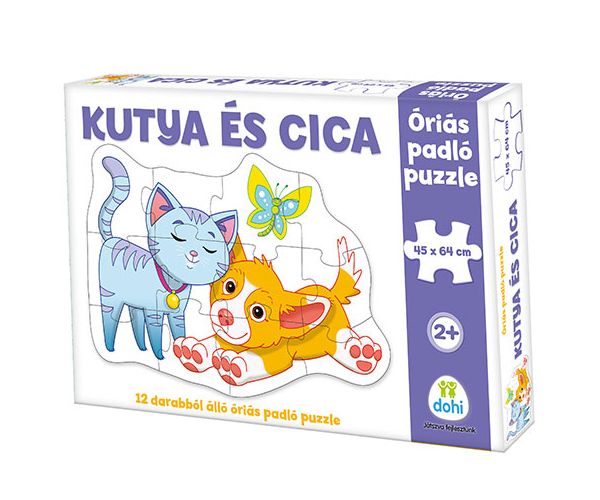 Kutya és cica óriás padló puzzle 12db-os