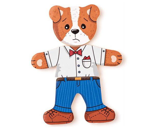 Öltöztethető kutyus fa puzzle 18db-os - Woodyland