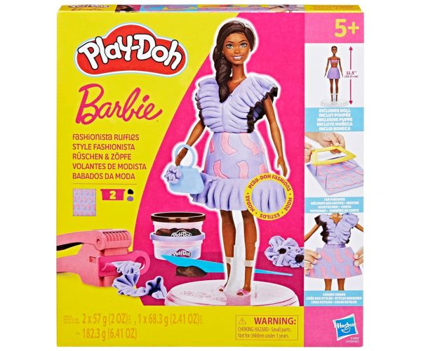 Play-Doh: Barbie Fashionista fodros ruhák gyurma szett babával - Hasbro