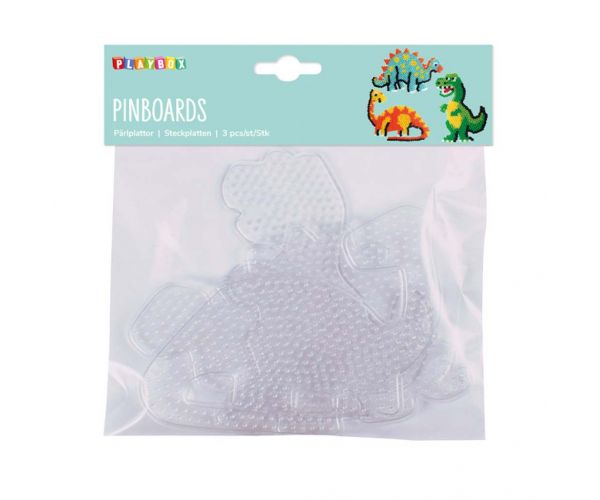 PlayBox: 5mm-es MIDI vasalható gyöngy alaplapok 3db-os csomag - Dinoszauruszok
